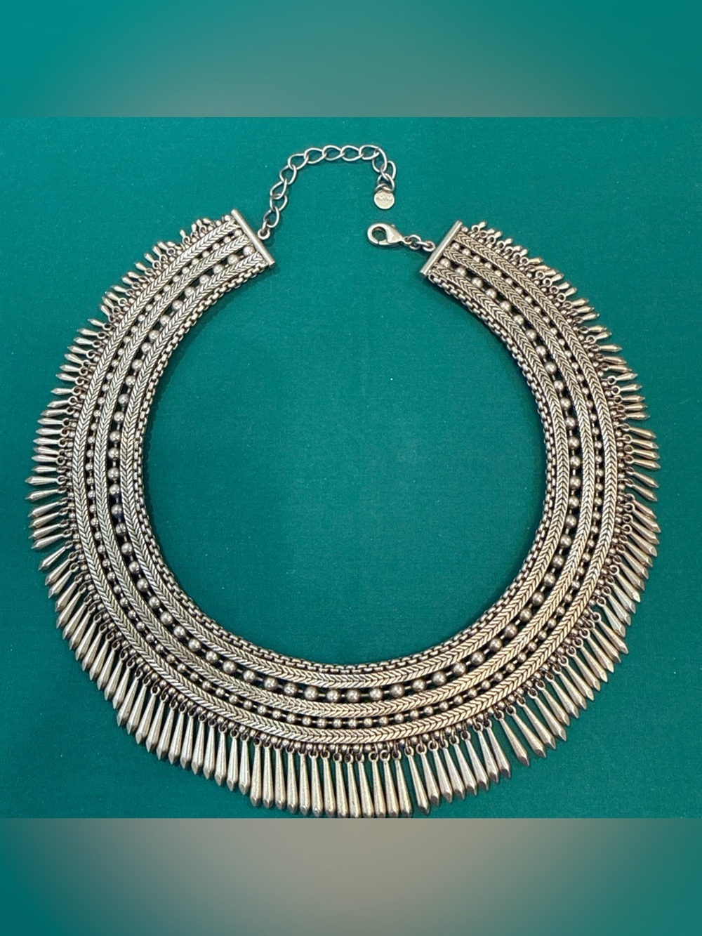 Stella&Dot Tandy Fringe Goldtone Tassel Collar Choker Statement Necklace 10D